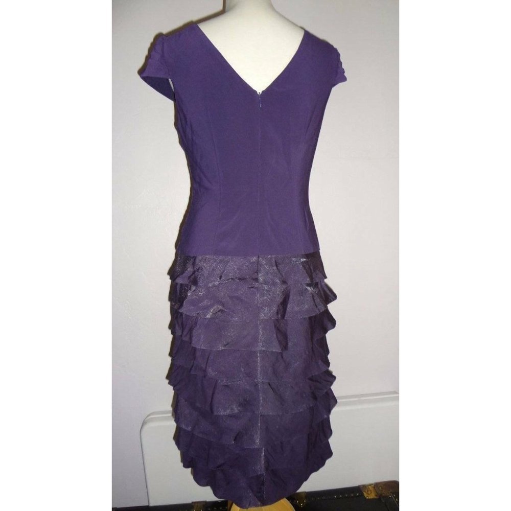 Adrianna Papell Purple Jersey Taffeta Shutter Pleat Dress 8 NEW - Picture 3 of 10